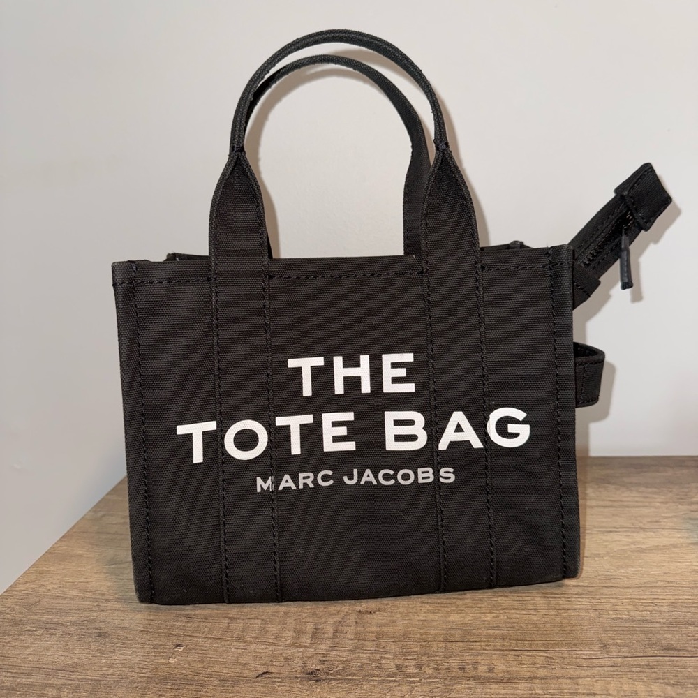 Marc Jacobs SMALL Black Tote Bag with White Text